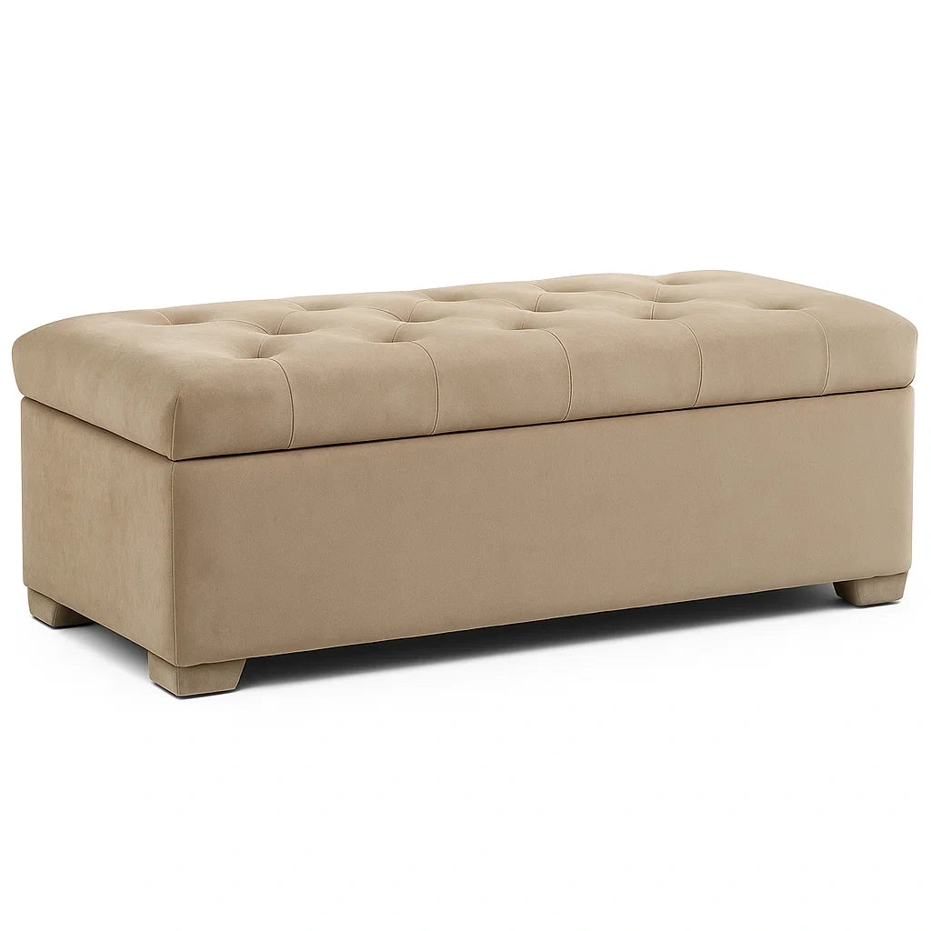 Banc de rangement en velours beige(Beige)