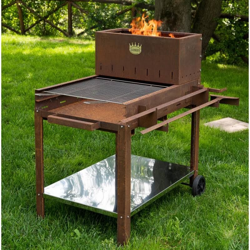 agrieuro top-line Barbecue à bois et charbon Super Flipper en corten(Marron)