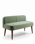 Canapé en tissu vert avec pieds en bois taille 130 x 70 x 80cm