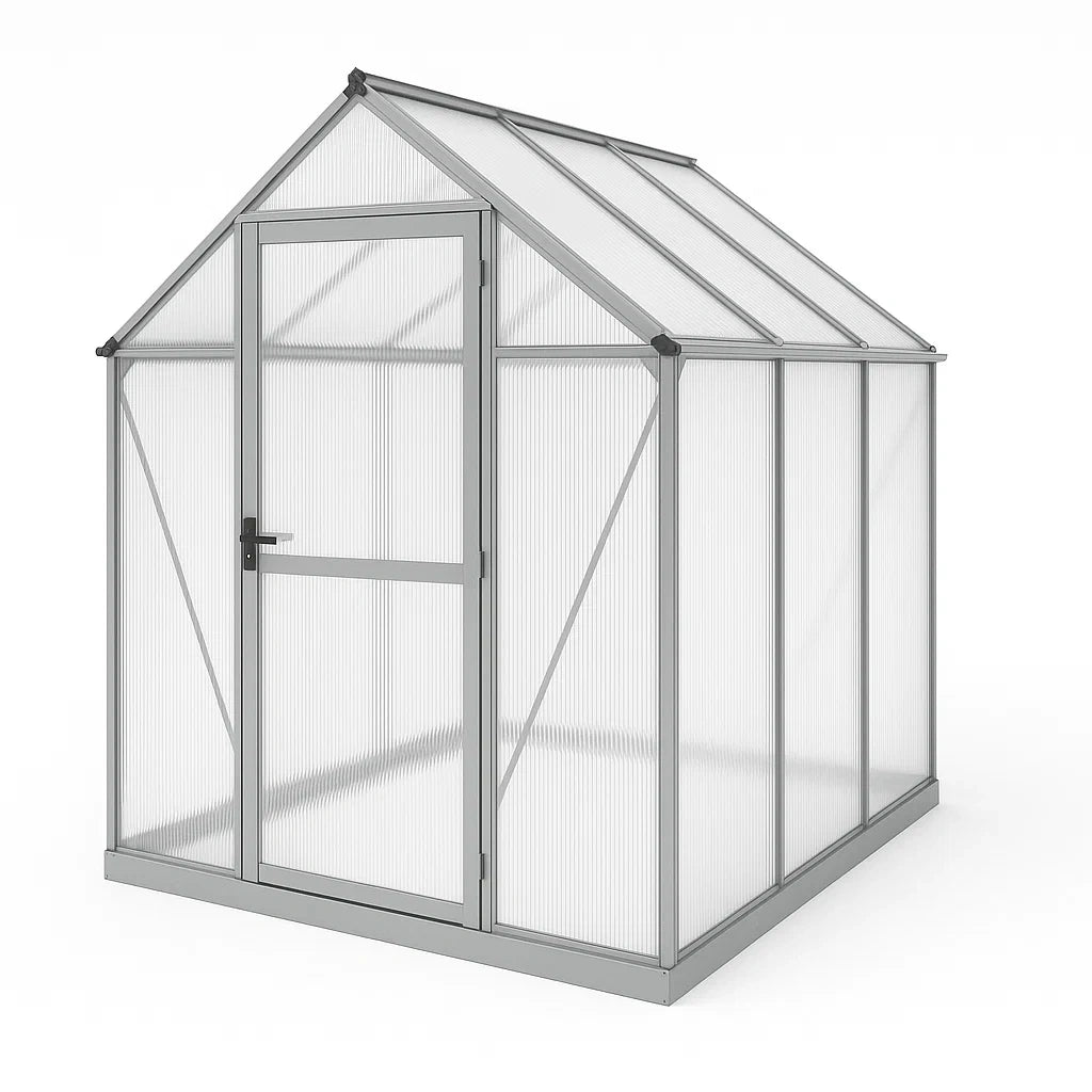 Serre en aluminium et polycarbonate transparent 190x185x195 cm(Argent/Transparent)