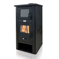 Poêle à bois Dafne 13 kw avec four h 117 cm dans cheminée en acier peint Made in Italy