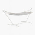 Hamac avec support en acier et tissu gris(Gris/Blanc)