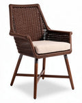 Chaise en rotin tressé brun avec coussin en tissu beige 65 x 60 x 85cm