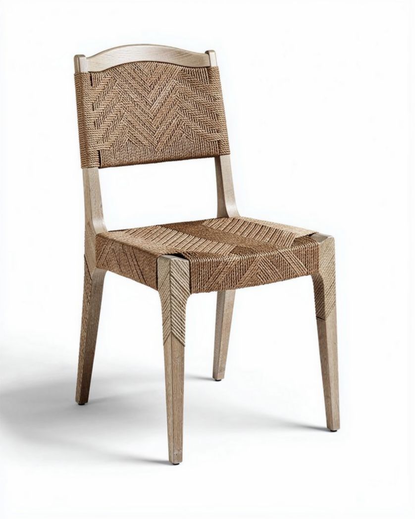 Chaise en bois avec design tressé en hêtre naturel dimensions 45 x 45 x 85cm