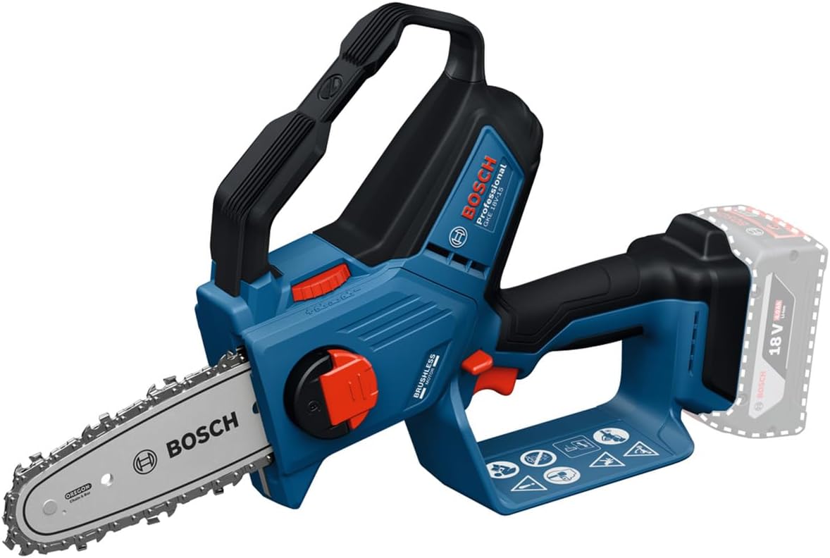 Bosch Professional 18V System Élagueuse GKE 18V-15 (jusqu'à 350 coupes par charge, coupes DIY jusqu'à 13 cm, moteur sans charbons, fourreau de 15 cm, sans batterie)(Bleu/Noir/Argent/Rouge)