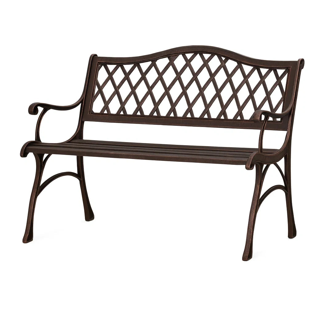 Banc de jardin en métal brun extérieur(Marron)