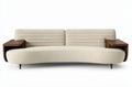 Canapé courbé avec accoudoirs en bois et revêtement en tissu beige 200 x 80 x 75cm