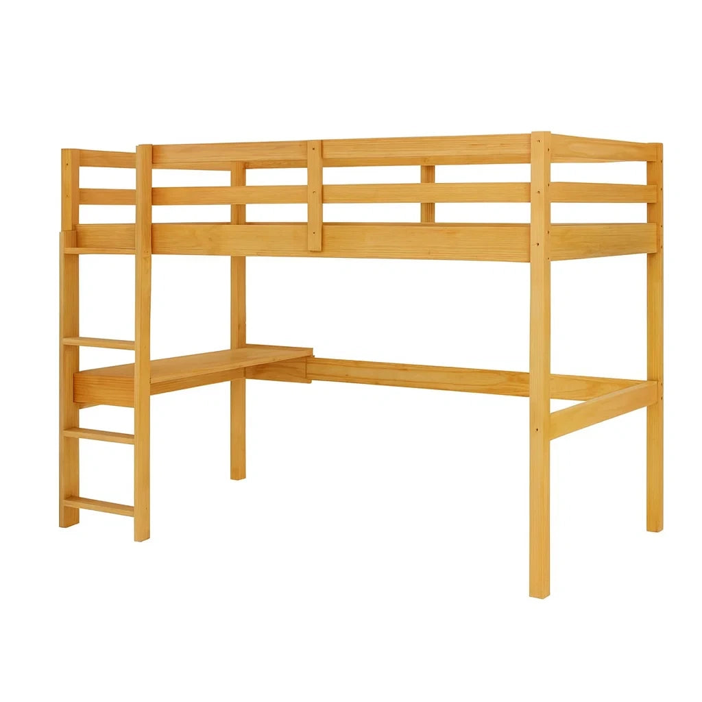 Lit mezzanine en bois avec échelle(Naturel)