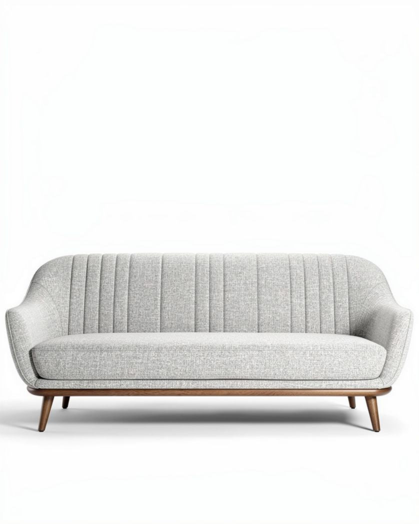 Canapé en tissu gray avec pieds en bois 200 x 85 x 75cm pour salon