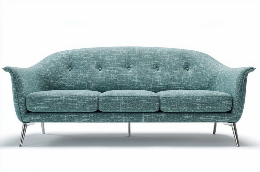 Canapé en tissu turquoise 200 x 90 x 80 cm avec pieds en acier inoxydable