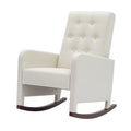 Rocking-chair en tissu et bois blanc(Blanc)
