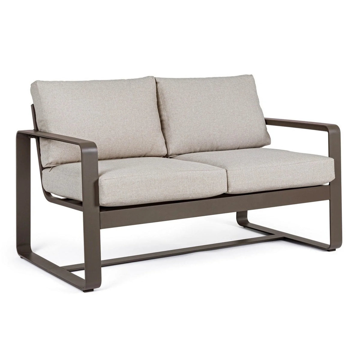 Canapé Merrigan en aluminium thermolaqué pour jardin et véranda(Blanc/2 Places)