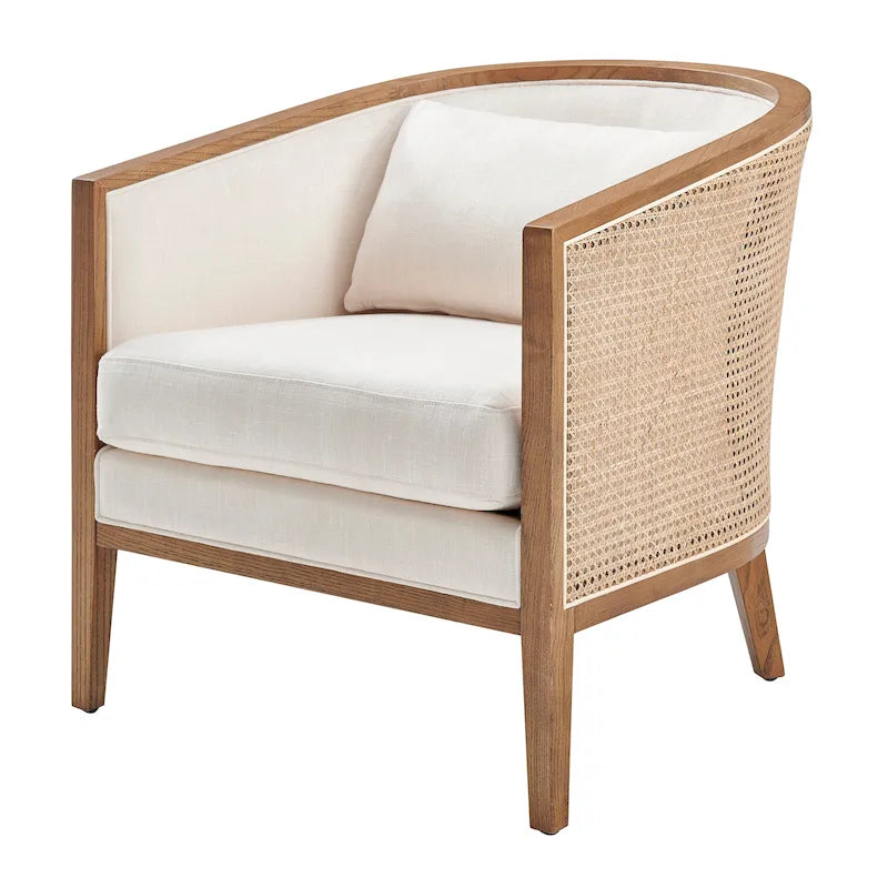 Tillman Linen Accent Arm Chair with Rattan(Natural)