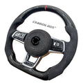 Volant en cuir et fibre de carbone personnalisé, pour Volkswagen Golf GTI/R MK7 MK6 MK5 MK4, modèle(Noir/Rouge)