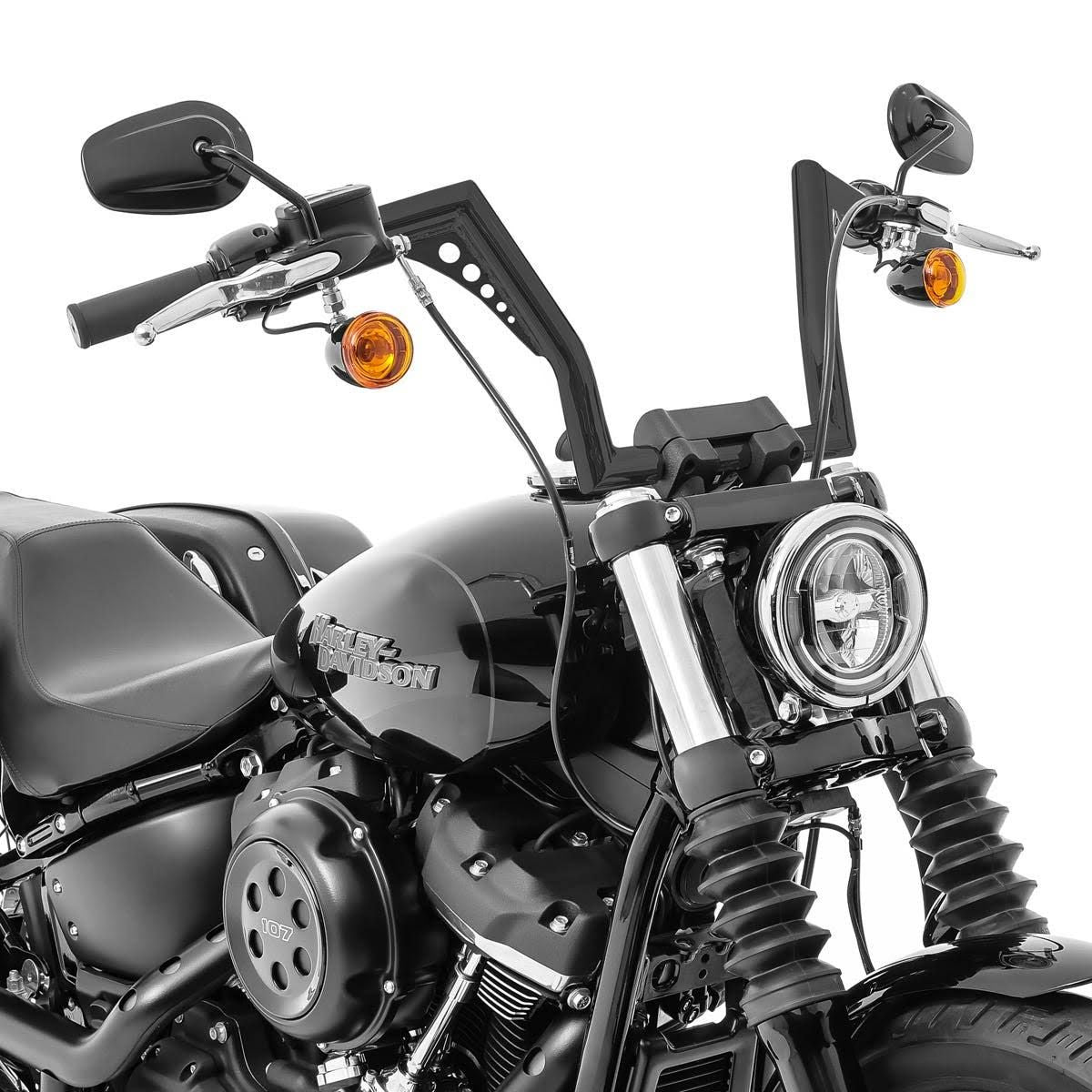 Guidon avec certificat de pièces TÜV Ape Hanger Fat B2 1-1/4 Hauteur compatible avec Harley Davidson Craftride Chrome(Noir/Argent)