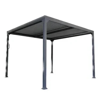 Pergola bioclimatique autoportante First II, aluminium gris anthracite 9m²