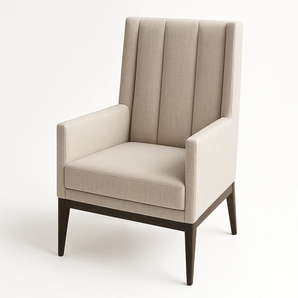 Fauteuil en lin beige avec pieds en bois(Beige)