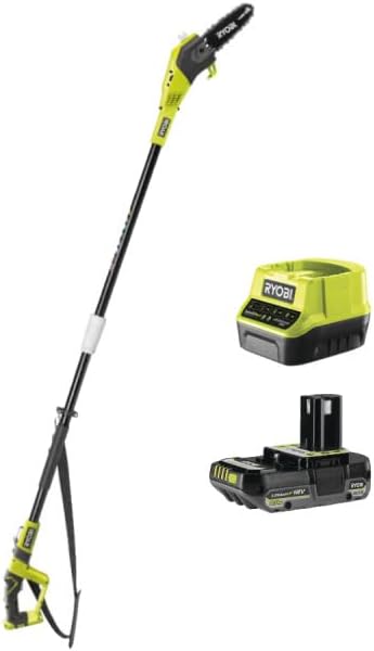 Pack RYOBI Elagueur à chaine sur perche OPP1820-18V One+ - 1 Batterie 2.0Ah - 1 Chargeur rapide(Noir/Vert)