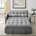 Velvet Multi-Functional Pull-Out Sofa Bed Adjustable Reclining Backrest With Pillows - N/A(Grey)